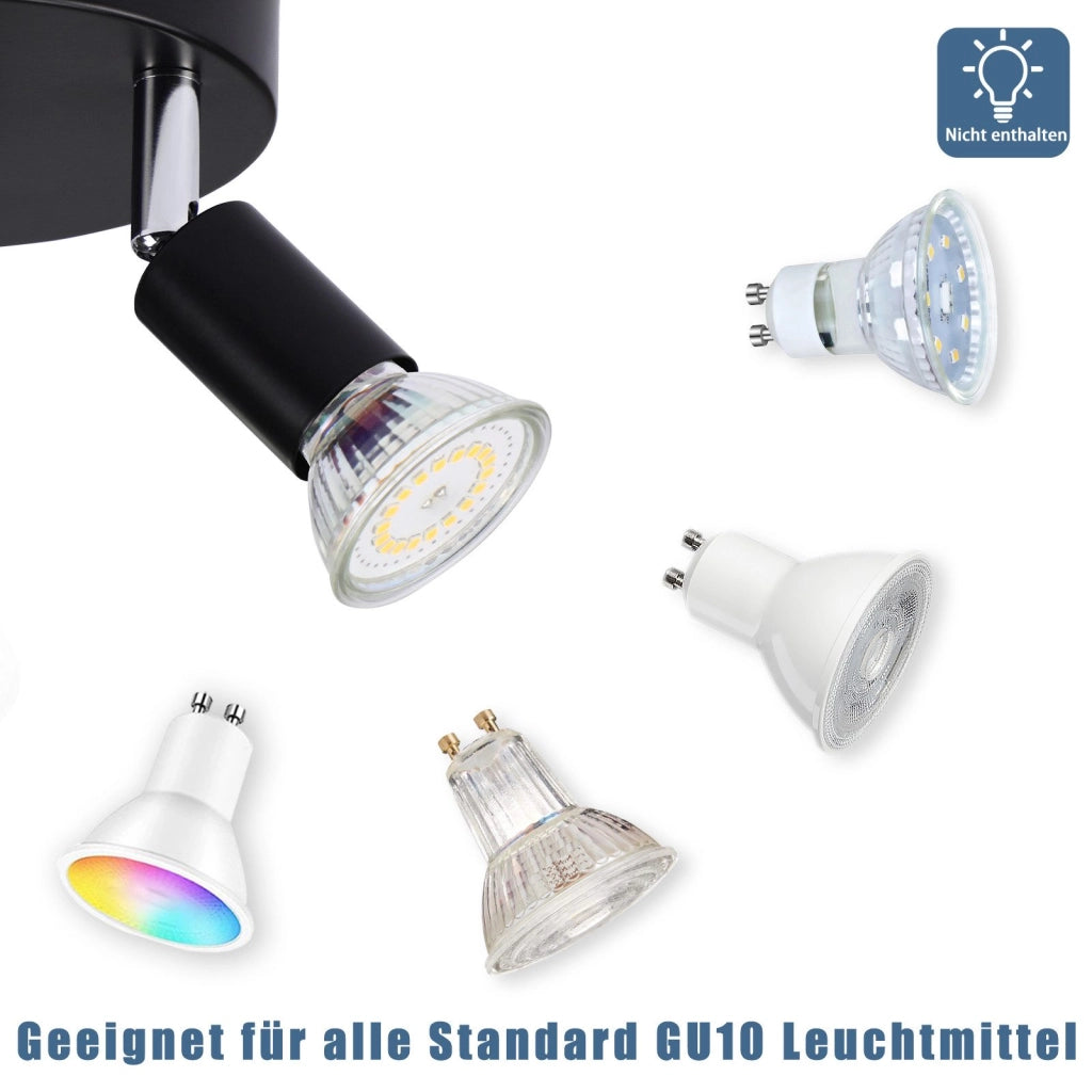 ZMH Faretto da soffitto neri 3 luci GU10 regolabili stile industriale metallo per cucine camere letto sale pranzo