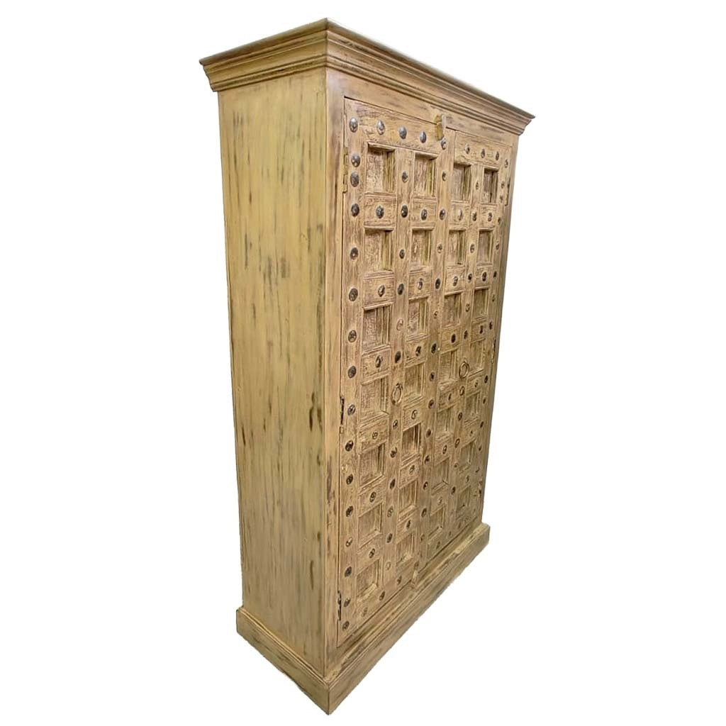 Armadio in legno con finitura artigianale marrone, 120x46x170h cm