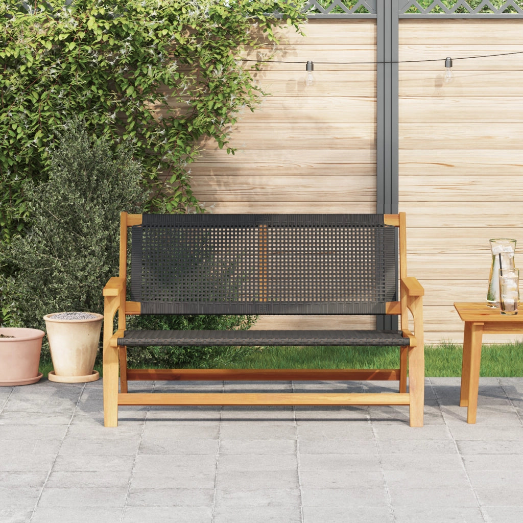 Panchina da giardino nera 122x76x73,5 cm in legno massello di acacia