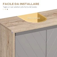 Armadietto Sottolavabo in MDF con Ritaglio per Lavandino con 2 Ante e 2 Mensole Regolabili, 60 x 30 x 60cm