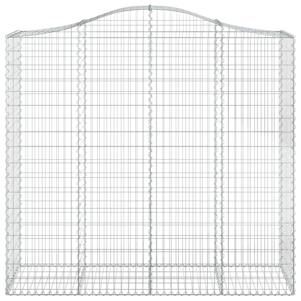 Cestini gabbioni recinzione a gabbia muro di contenimento ad arco 3 pezzi 200 x 50 x 180/200 cm ferro zincato argento 02_0040751