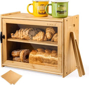 Organizzatore per pane 2-camere con grande capacità per toast e cucina - bambù