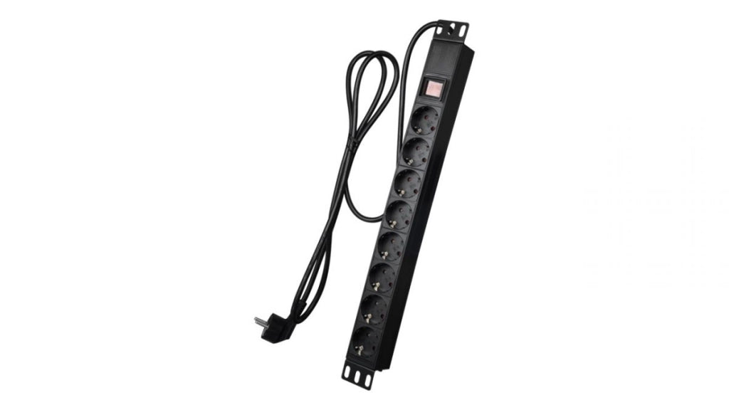 PDU-8P1U-SWITCH Ciabatta Multipresa Rack 19" 1U 8 Prese 16A 250V con Interruttore