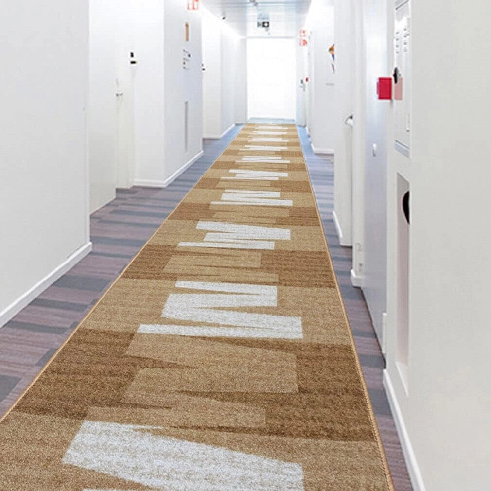 Passatoia Scala Bordata 67x300 cm Ingresso Corridoio Tappeto Cucina Gradini Zig Zag Beige