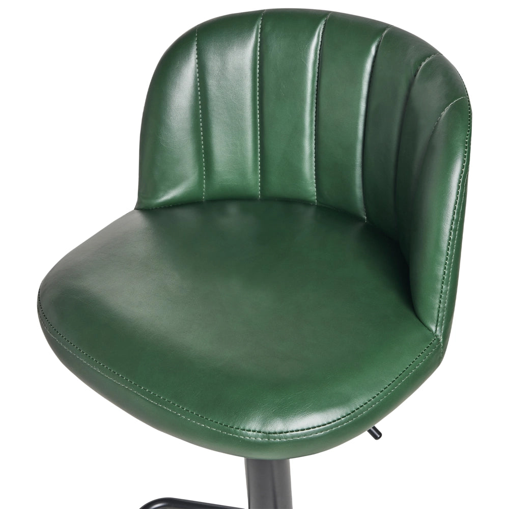 Set di 2 sgabelli rivestiti in ecopelle verde scuro stile retrò