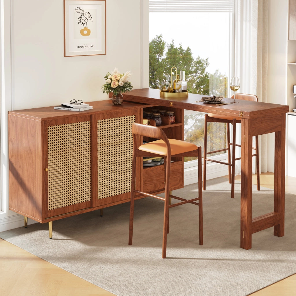 TAVOLO ALTO 107 x 40 x 71,4 cm allungabile e girevole Marrone MDF
