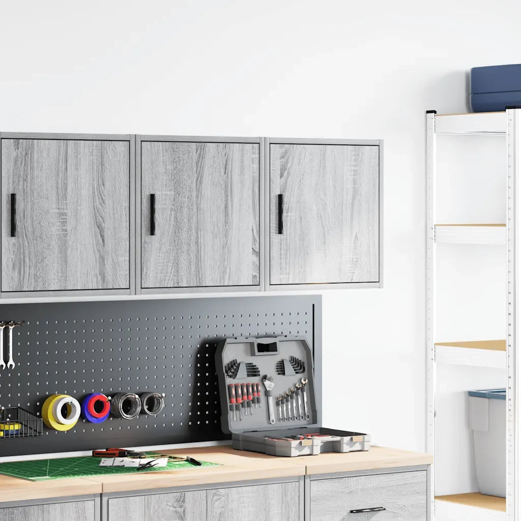 vidaXL Pensili per Garage 2 pz Grigio Sonoma in Legno Multistrato