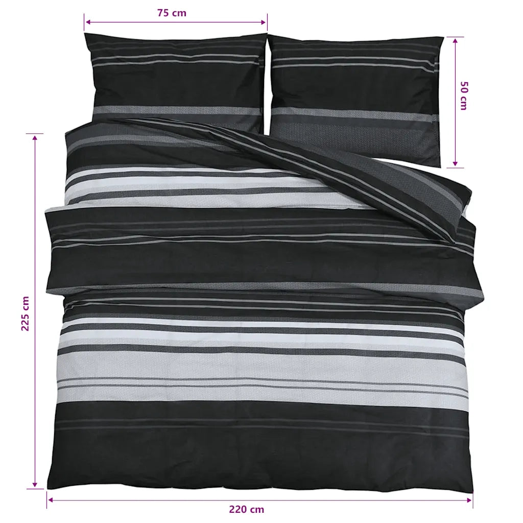 Set Copripiumino Nero e Bianco 225x220 cm in Cotone 136505