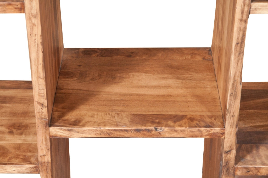 Biscottini Libreria in legno massello di tiglio finitura naturale L121xPR36xH200 cm. Made in Italy