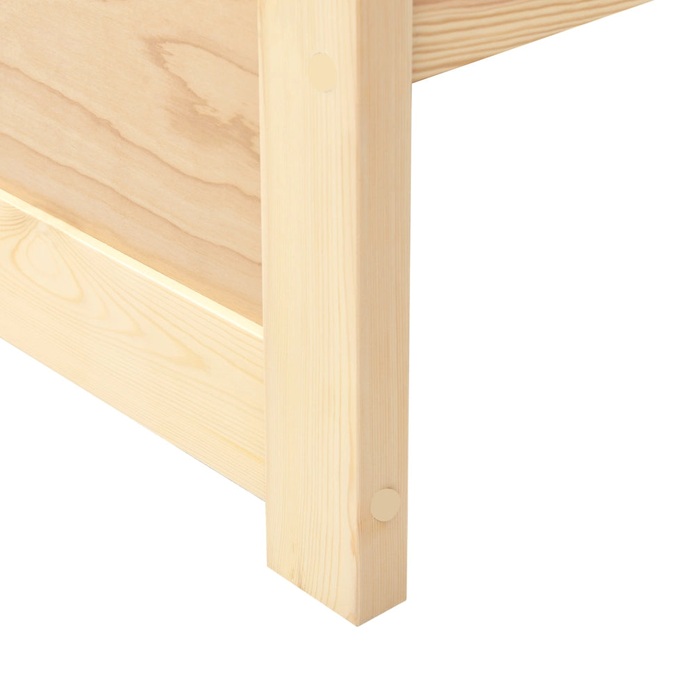 Letto in legno di pino chiaro Dimensioni singole 90 x 200 Testiera a doghe minimalista