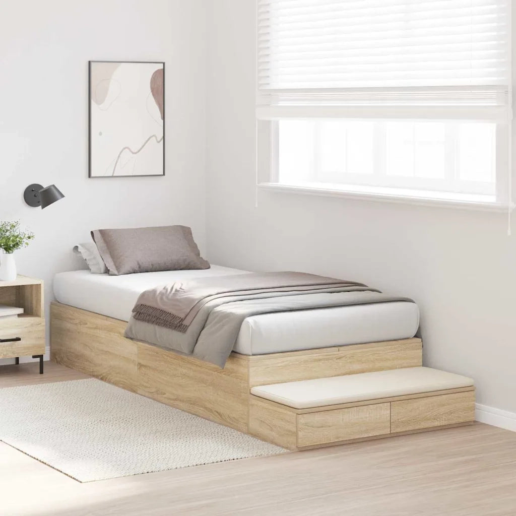 Struttura letto con contenitore Rovere Sonoma 90 cm 3335671