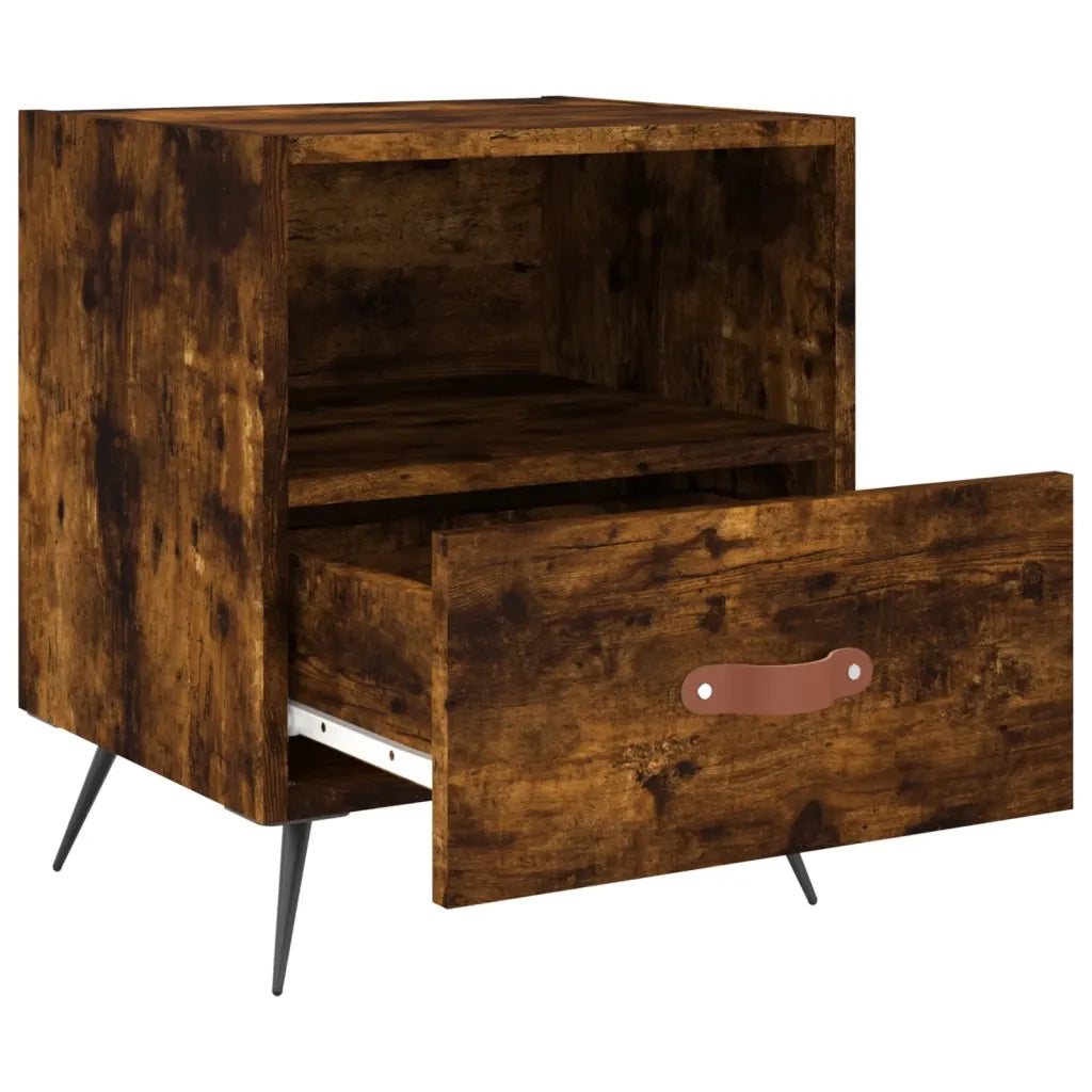 Comodino Rovere Fumo 40x35x47,5 cm in Legno Multistrato 827382