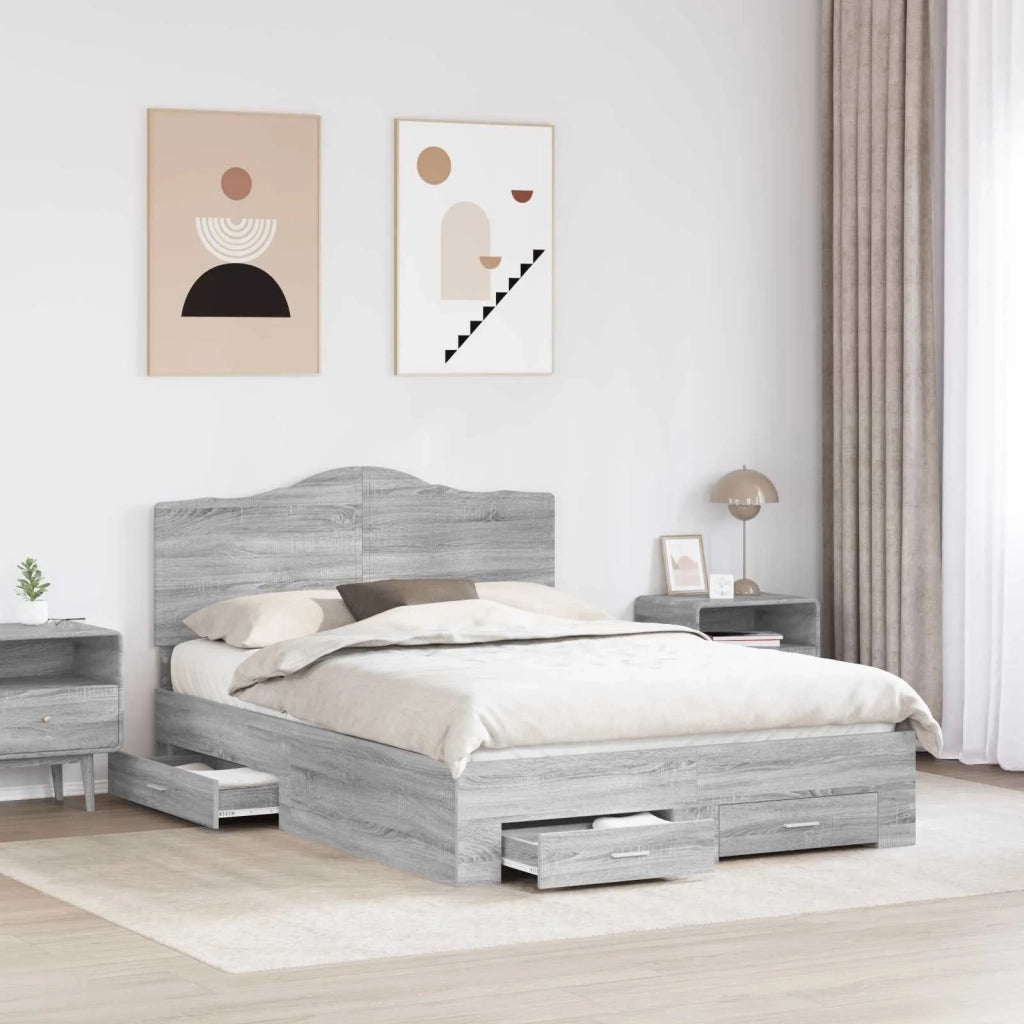 Struttura del letto con testiera Grigio Sonoma 140 x 200 cm 3413599