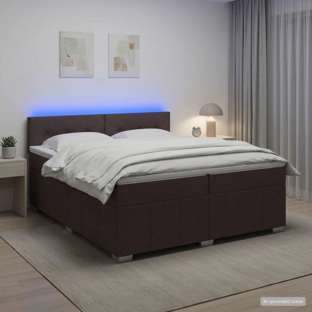 Letto box spring con materasso Marrone Scuro 200 x 200 cm 3452757
