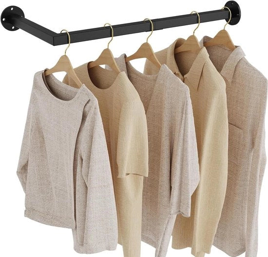 Pannello di supporto per parete industriale in stile L con maniglie rimovibili per camere da letto nero.