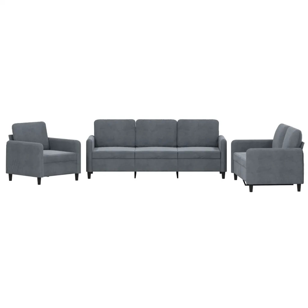 Set di Divani 3 pz Grigio Scuro in Velluto 3201935
