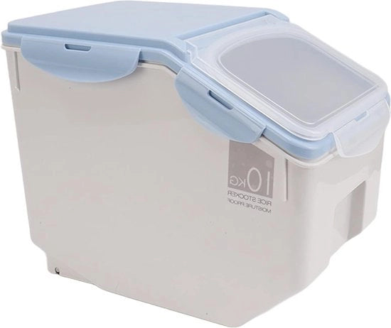 Contenitore di Riso Ecolabile Resistente al Calore - Grande Contenitore Plastico Aria-Tight per la Conservazione dei Cibi con Coperchio (Blu 10KG)