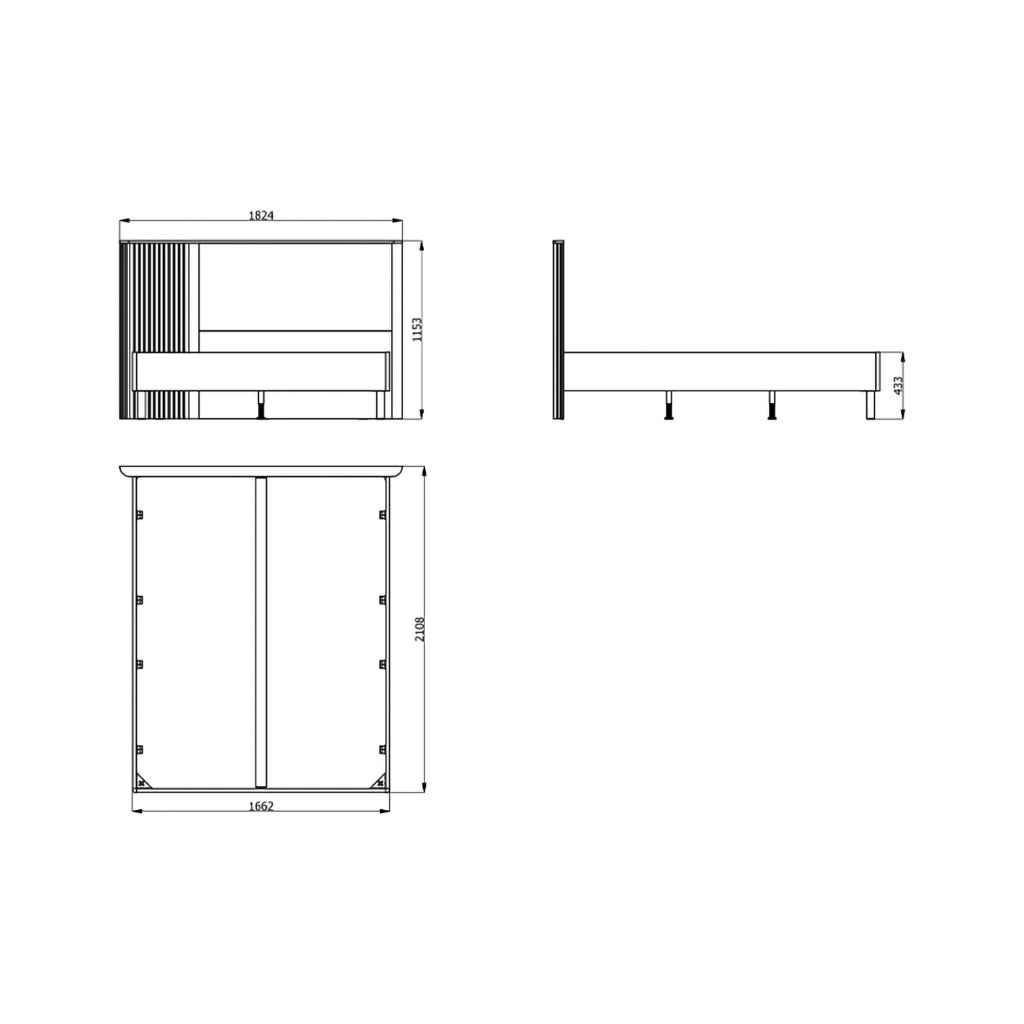 Letto Matrimoniale Banff, Letto Matrimoniale Dimensione Materasso 160x200 cm, Grigio Scuro