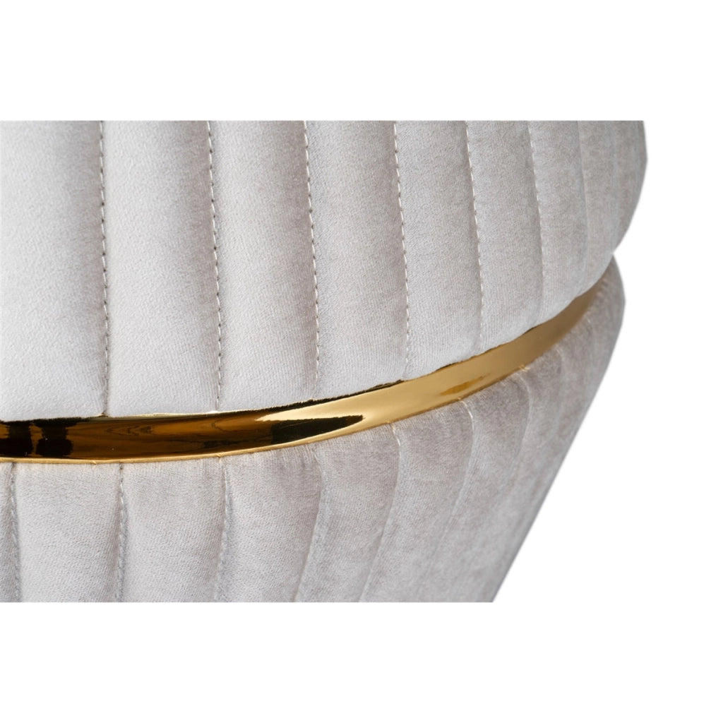 Pouf Doric 200 in Velluto Misto Cotone Taupe e Oro