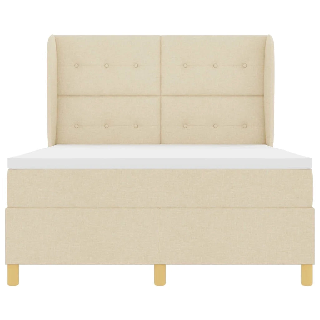 Letto a molle con materasso Crema 200 x 160 cm Tessuto 3340765