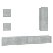 Set di mobili da 5 pezzi tra cui armadio credenza mobile TV televisore per soggiorno camera da letto salotto legno ingegnerizzato grigio 02_0024892
