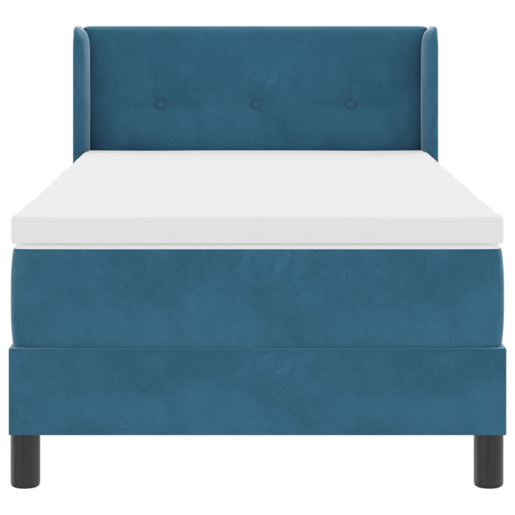 Letto con rete a doghe e materasso  Blu scuro 90x200 cm Velluto