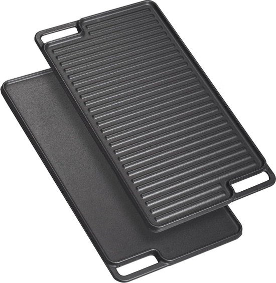 Piatto grill per piastre a induzione e piastre a gas - Piatto Teppanyaki con maniglie laterali - 459 x 259 x 17 cm - Ottone - 1 confezione