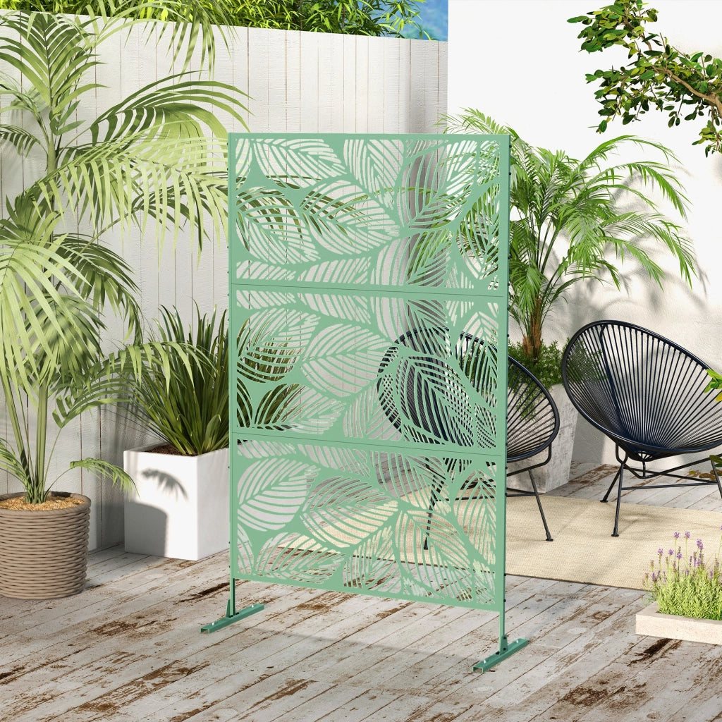 Paravento da esterno decorativo in metallo verde ¨C Minimal ¨C 122x45x198 cm