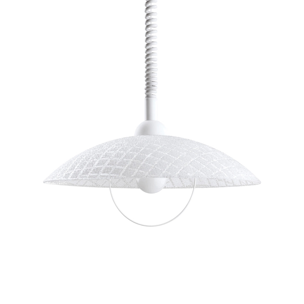 Lampadario A Sospensione Moderno Alvez Policarbonato Bianco Vetro 1 Luce E27