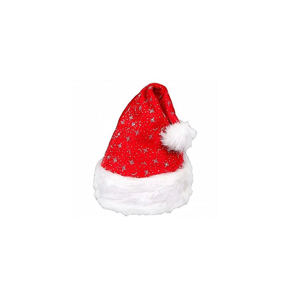 Trade Shop - Cappello Cappellino Babbo Natale Glitterato Rosso Abbigliamento Natalizio -