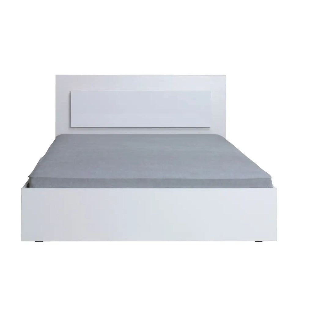 Letto SENA – Letto matrimoniale 160x200 cm con testiera e LED integrati – Colore bianco lucido