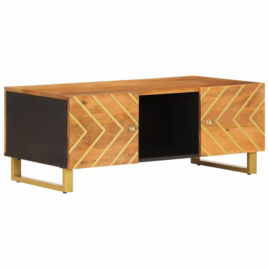 Tavolino da salotto | Tavolino da caff¨¨ | Tavolino da Soggiorno Marrone e Nero 100x54x40 cm Legno di Mango