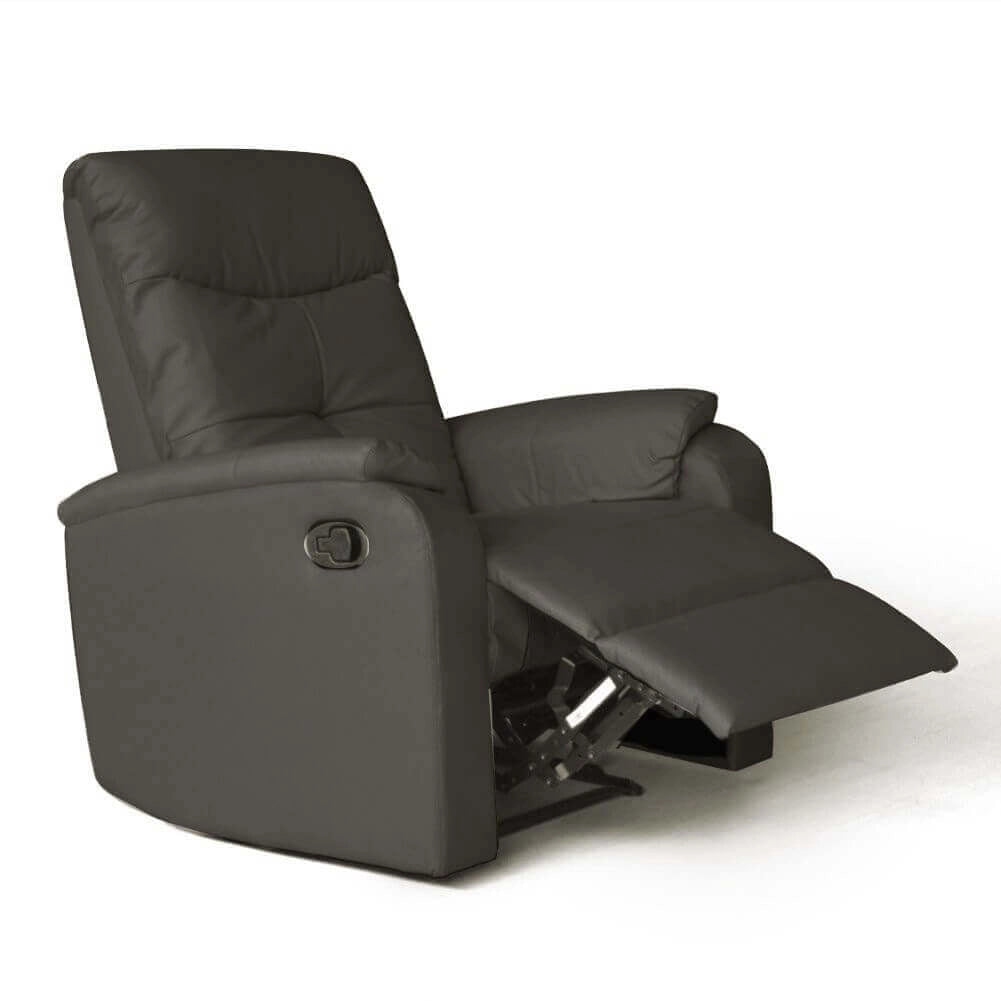 POLTRONA RELAX IN ECOPELLE GRIGIA DAL DESIGN MODERNO
