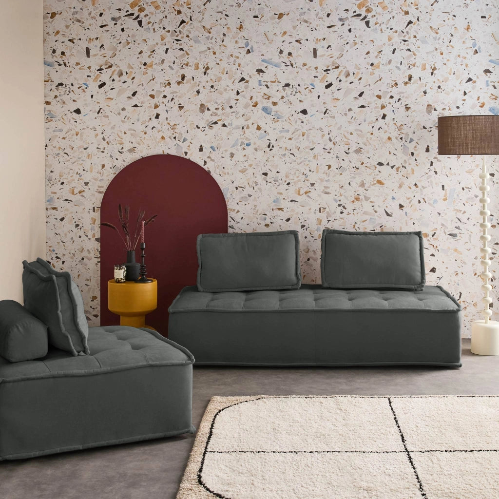 Divano modulare, 3 posti, grigio scuro