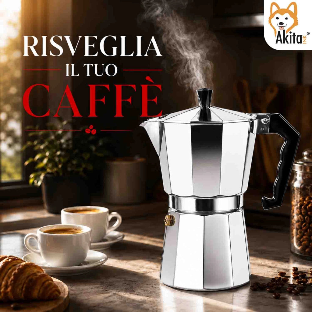 Akitaink Caffettiera Moka 9 Tazze con Valvola di Sicurezza