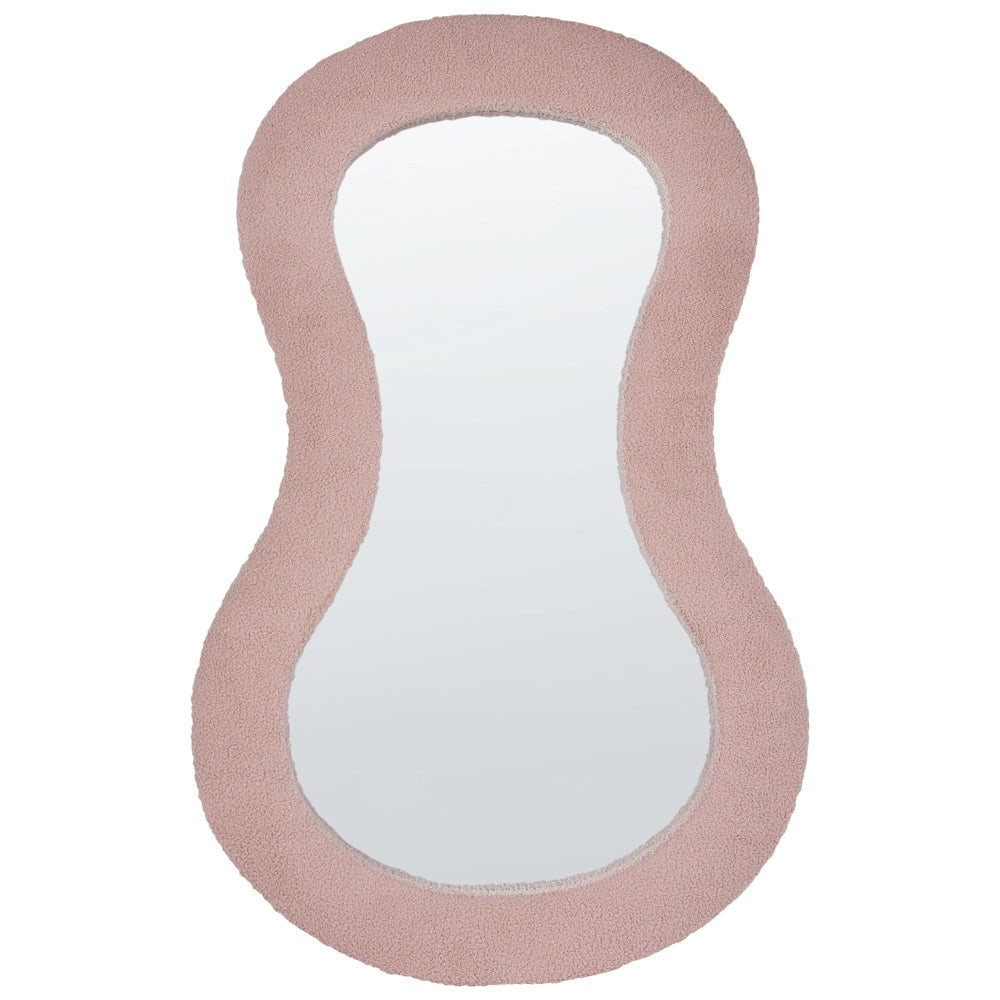 Specchio da parete Rosa MDF Telaio Boucle in vetro 70 x 112 cm Irregolare Decorativo a parete Pezzo d'accento Stile moderno