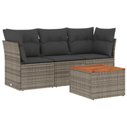 Set Divani da Giardino 4 pz | Set Salotto da Giardino con Cuscini in Polyrattan Grigio