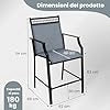 Set di 2 Sedie da Giardino, Poltrona da Bar per Patio, Sedie da Pranzo Altezza con Poggiapiedi e Braccioli, con Gambe in Metallo, Portata 180 kg, 66 x 62 x 114 cm (Blu)
