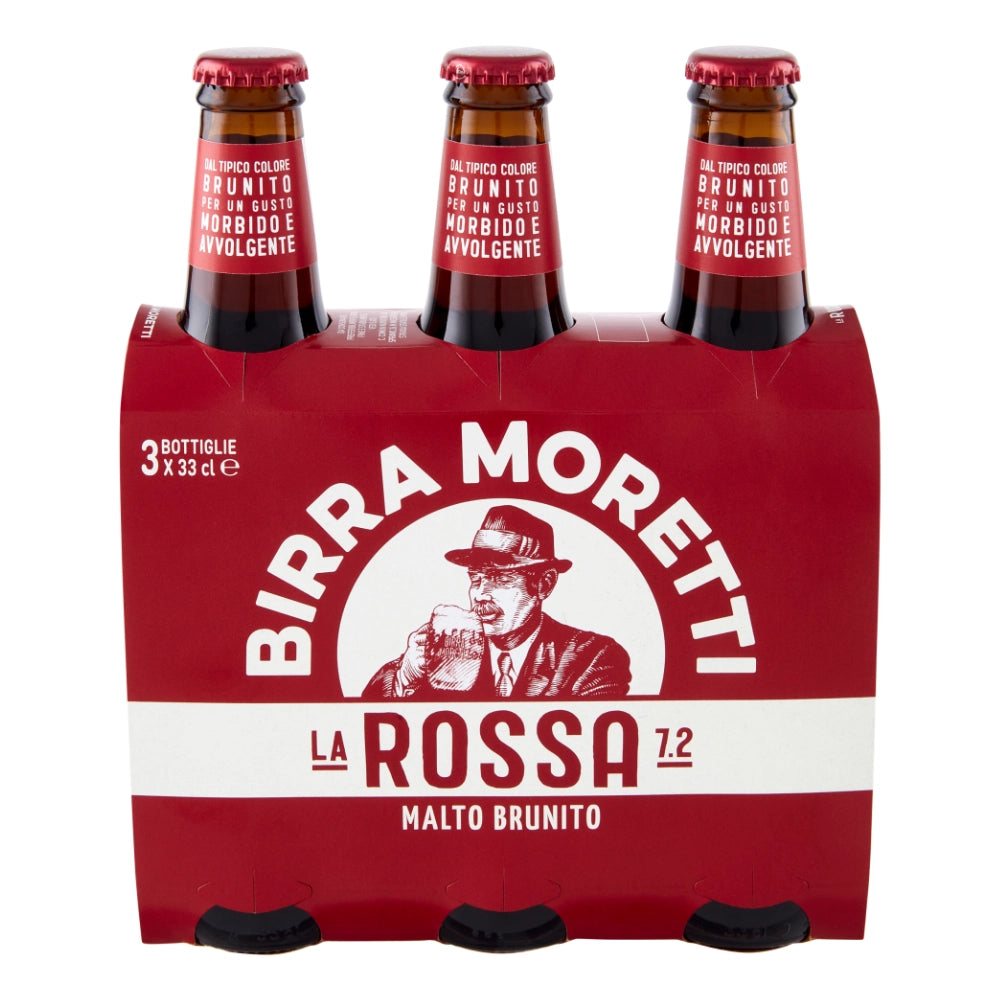 Birra moretti la rossa tre malti confezione bottiglie 3x33 cl