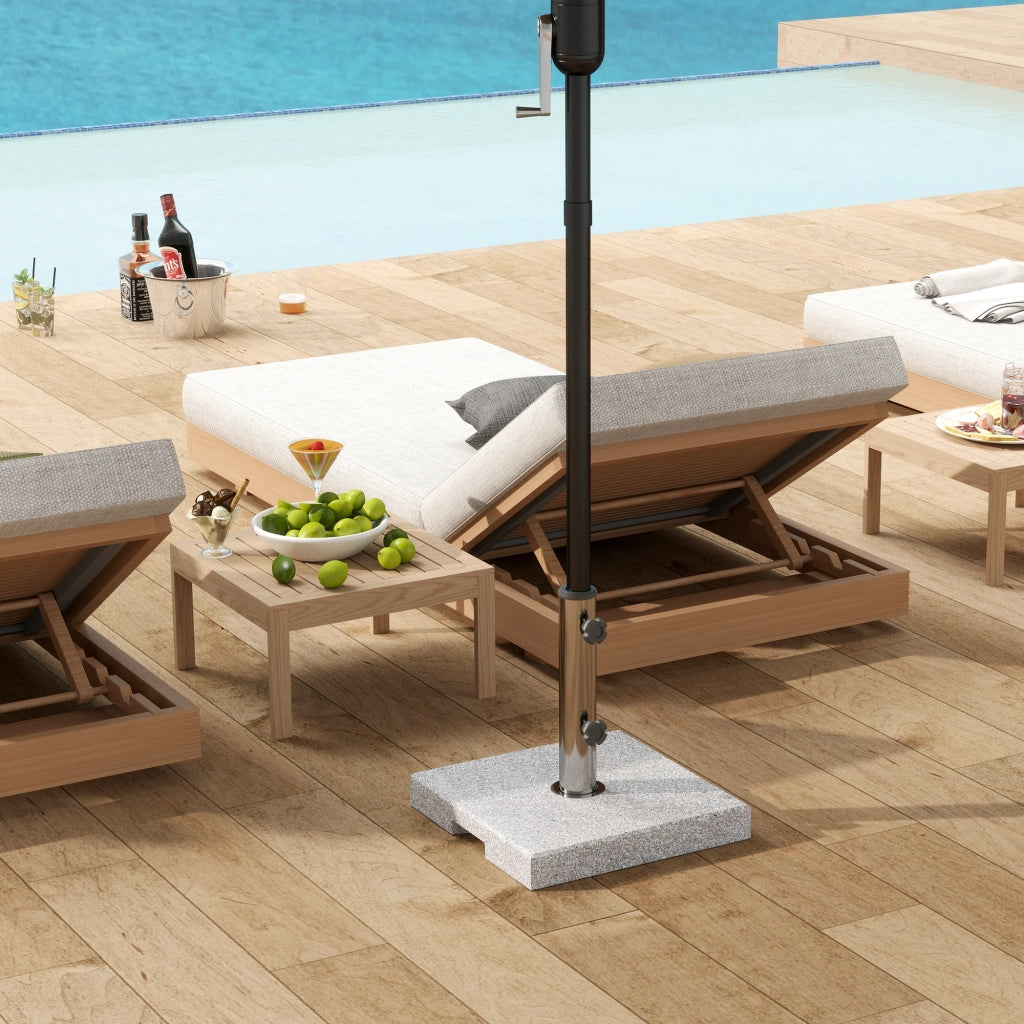 Base per Ombrellone Quadrata in Granito da 21 kg con Maniglie e 2 Manopole Regolabili, Grigio
