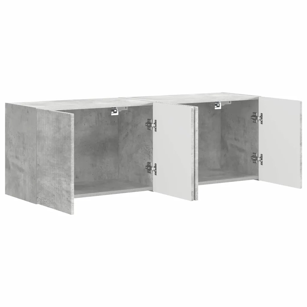 Mobile TV da parete 2 pz-Set di 2 Mobile TV a Muro-Credenza TV Grigio cemento 59,5 x 31 x 40 cm