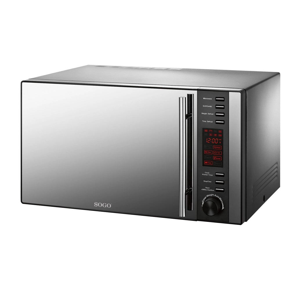 SOGO Forno a Microonde Digitale 25L con Grill 1000W - Specchio, Timer 95min, Scongelamento, Cottura Rapida, Combi-Grill, 5 Livelli