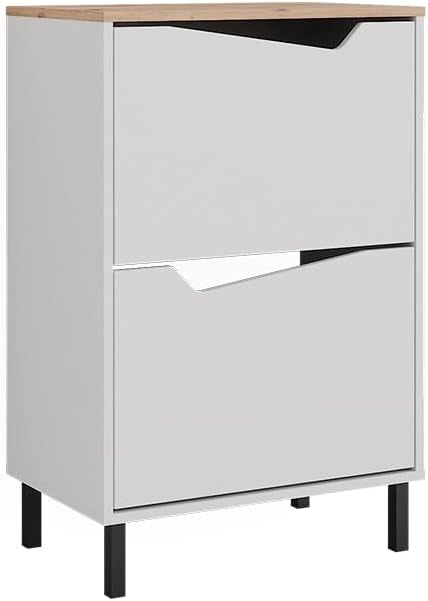 Scarpiera da ingresso Marelle, Bianco/Artisan, 60 x 91.6 cm con 2 scomparti