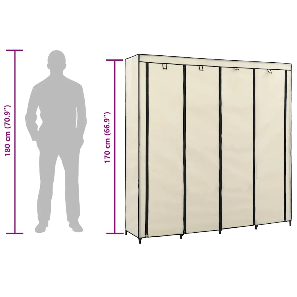 Guardaroba con 4 Scomparti Crema 175x45x170 cm 282447