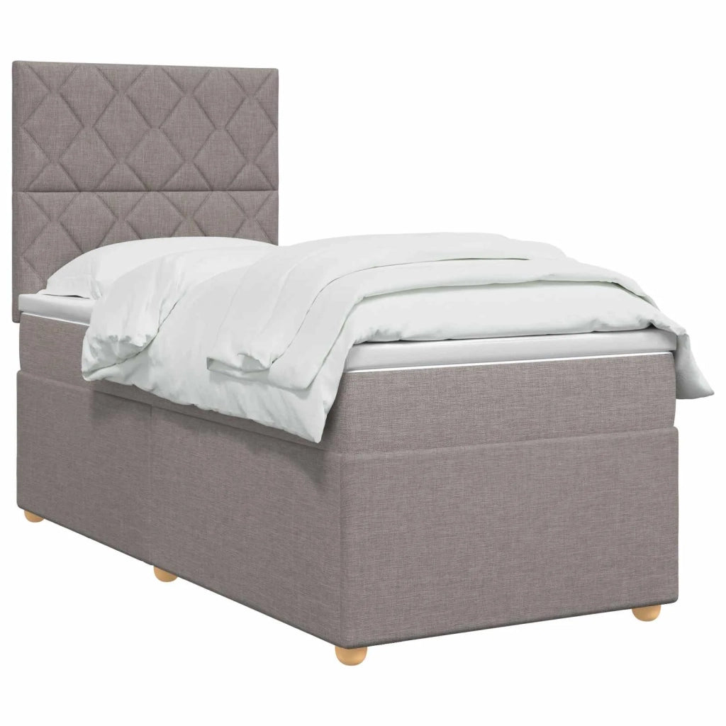 Letto box spring con materasso Tortora 90 x 200 cm Tessuto 3455270