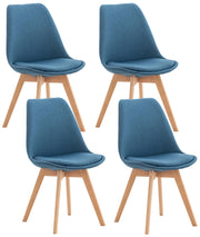 Set 4 Sedie Pranzo Linares blu,Tessuto