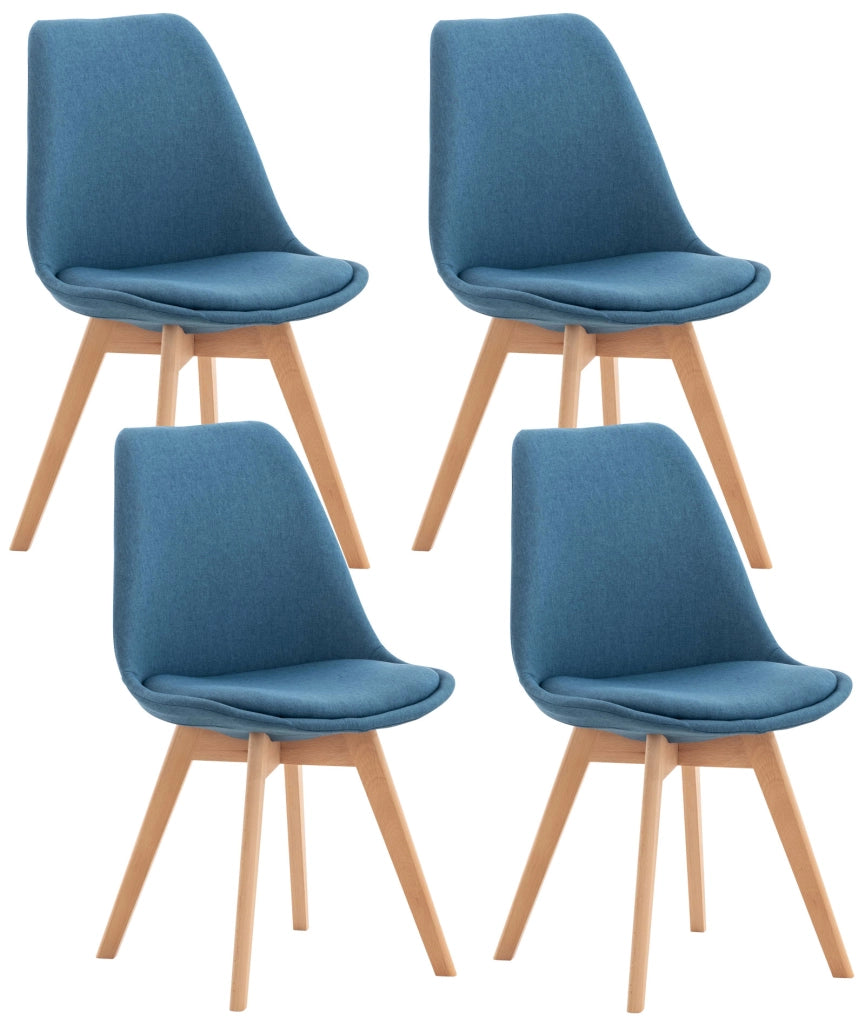 Set 4 Sedie Pranzo Linares blu,Tessuto