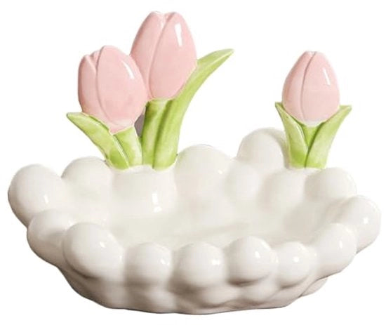 Scaletta decorativa per la hall, contenitore per gioielli, organizzatore per il tavolo, cassetta per catene, orecchini e anelli (bianco - tulipano)