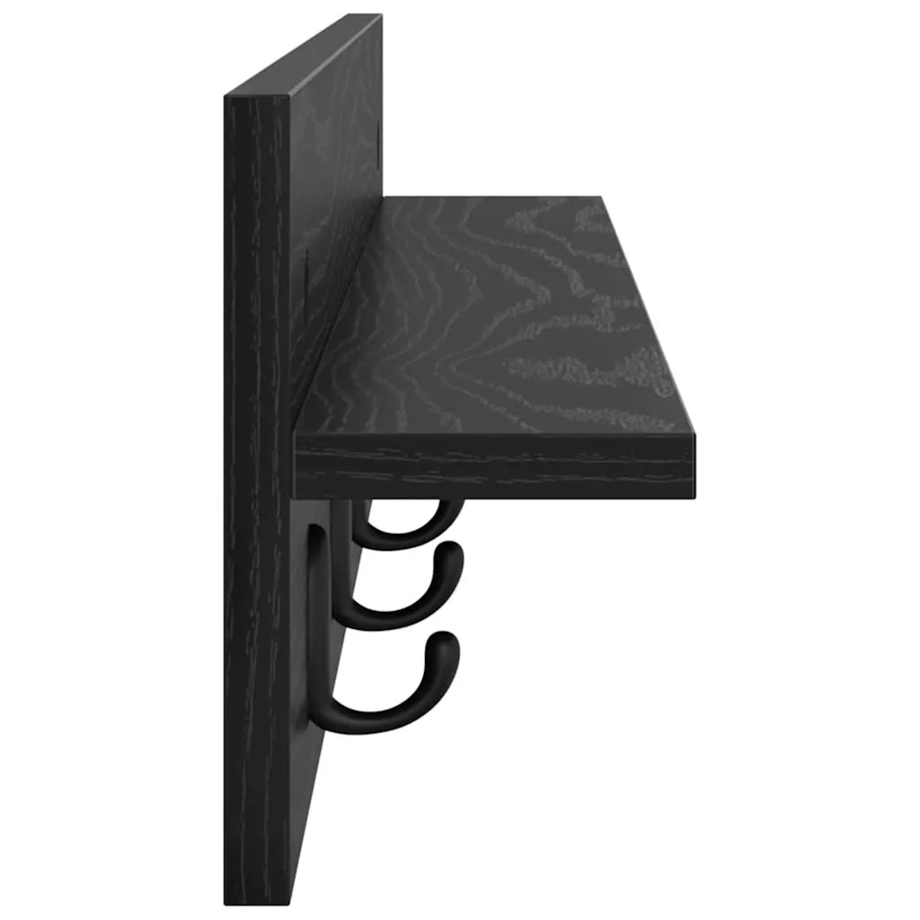 Appendiabiti a muro Rovere Nero 80 x 10,5 x 18 cm 874396