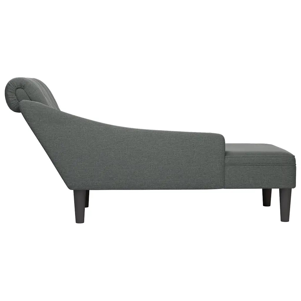 Sdraio con Cuscino e Bracciolo Destro in Tessuto Grigio Scuro 4009844